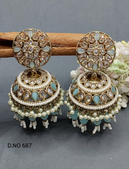 Polki Jhumki Earring Sku-687 A3 - rchiecreation