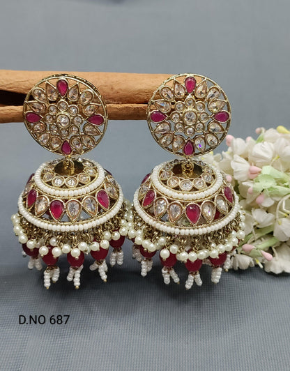 Polki Jhumki Earring Sku-687 A3 - rchiecreation