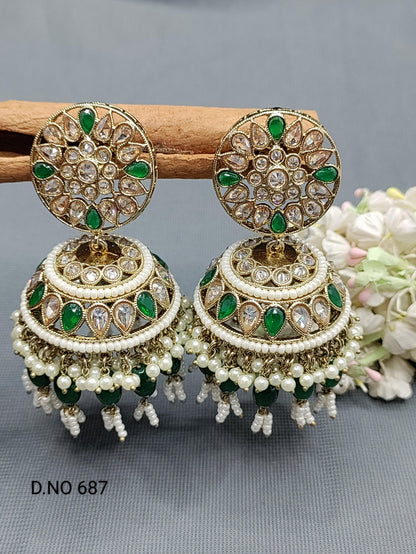 Polki Jhumki Earring Sku-687 A3 - rchiecreation