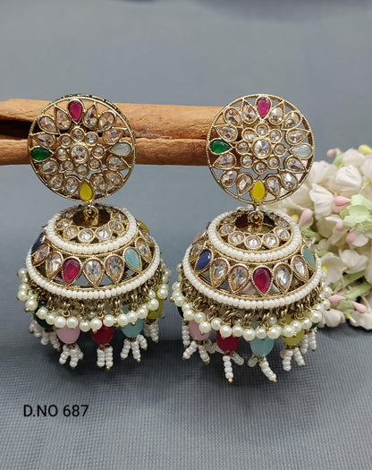 Polki Jhumki Earring Sku-687 A3 - rchiecreation