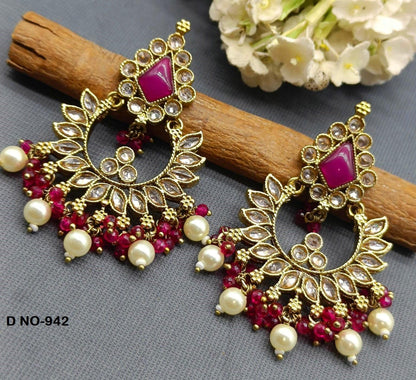 Polki Mehandi Earing Sku-942 E1 - rchiecreation