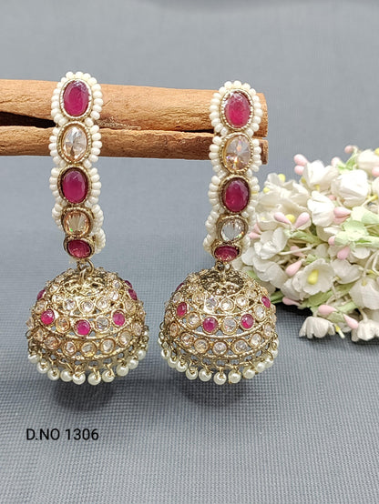 Polki Mehandi Earring Sku-1306 A4 - rchiecreation