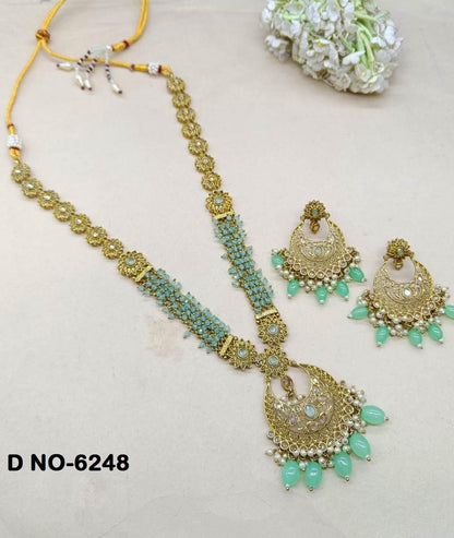 Polki Mehandi Necklace Set SKU 6248 B3 - rchiecreation