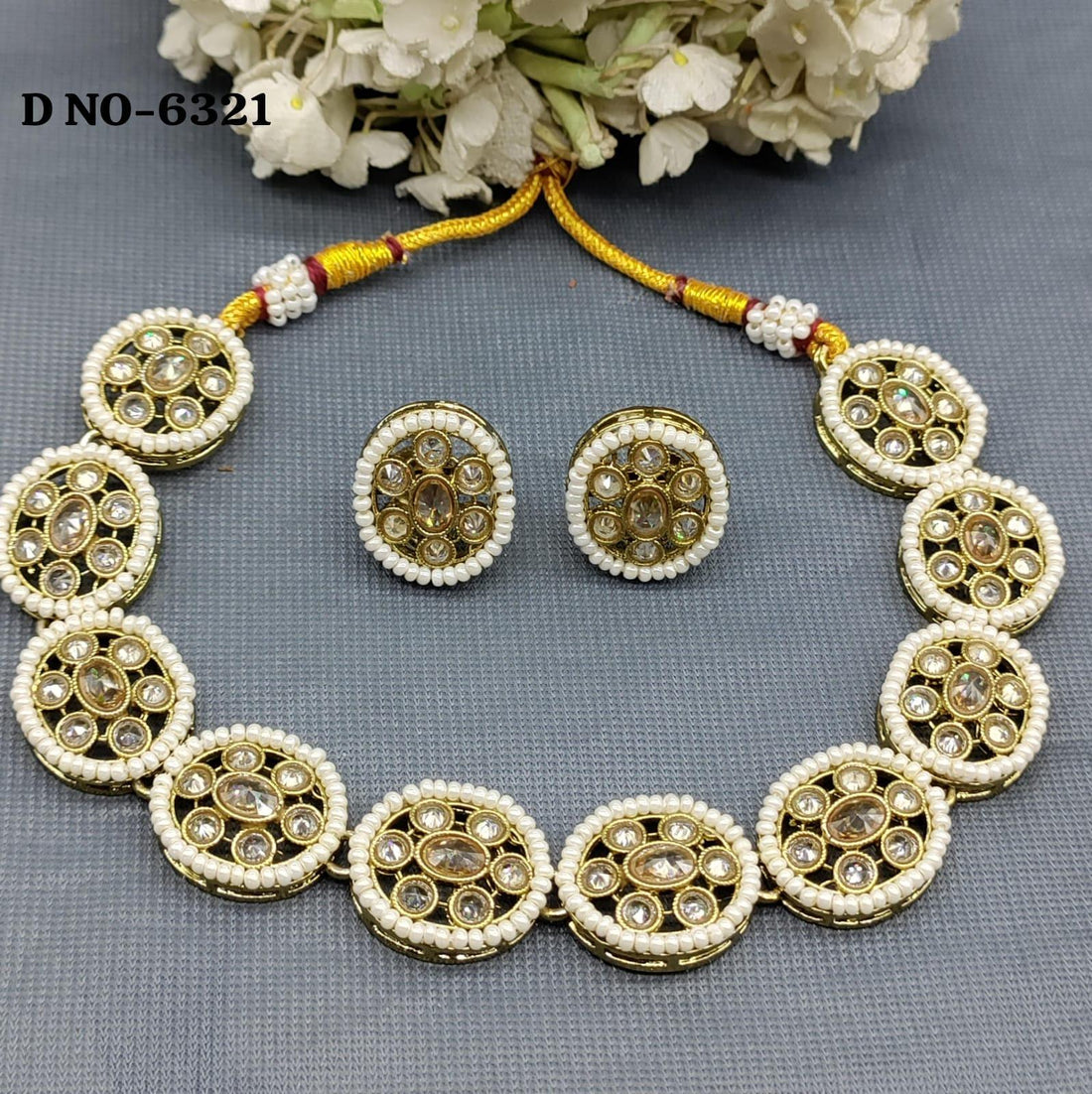 Polki Mehandi Necklace Sku 6321 B1 - rchiecreation