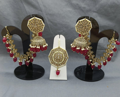 Polki Mehndi Bahubali Earring & Tica Sku 924 A4 - rchiecreation