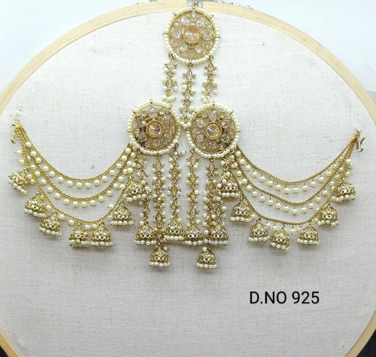 Polki Mehndi Bahubali Earring & Tica Sku 925 A4 - rchiecreation