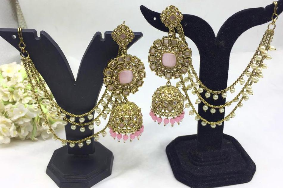 Polki Mehndi Bahubali Earring Sku-625 A4 - rchiecreation