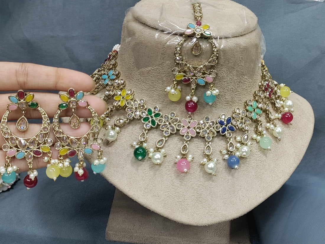 Polki Mehndi Earring Set Sku -6144 B 2 - rchiecreation