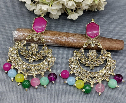 Polki Mehndi Earring Sku-840 A1 - rchiecreation