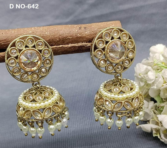 Polki Mehndi Jhumki Earring Sku-642 A4 - rchiecreation