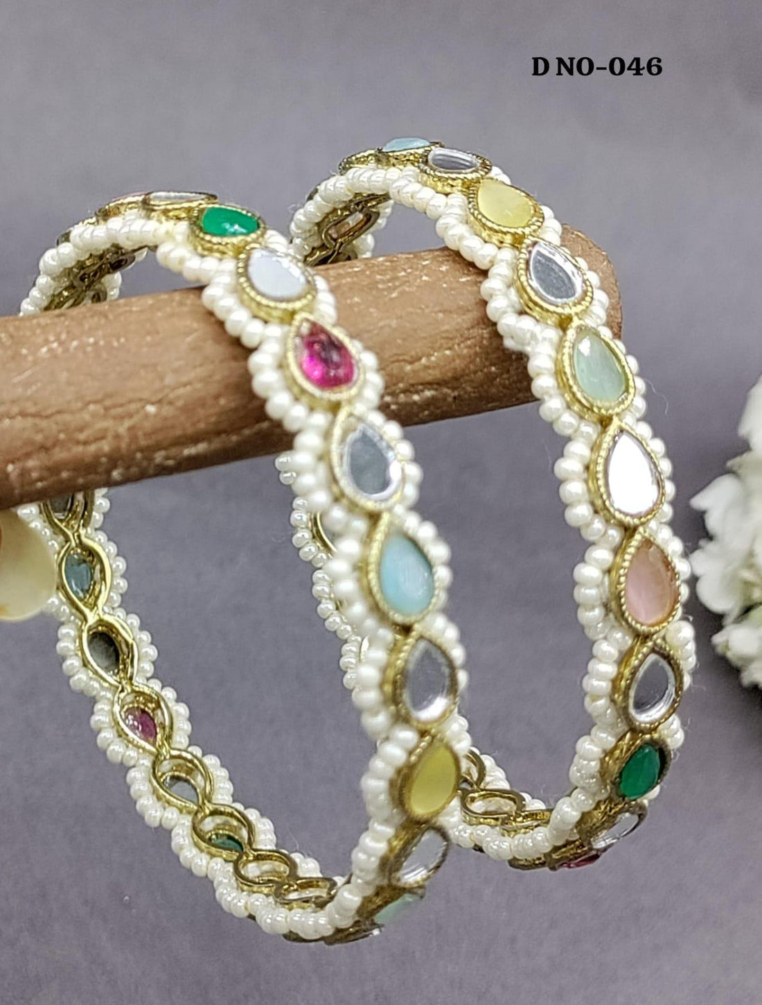 Polki Mirror Bangles Sku- 046 G2 - rchiecreation