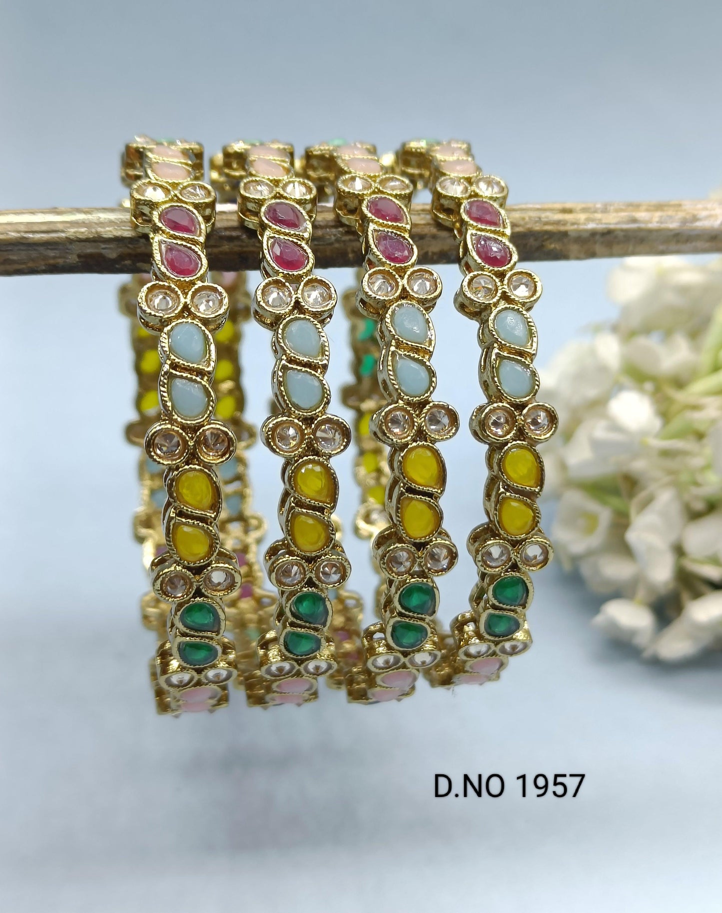 Polki Multy Bangles Mehandi Sku-1957 F2 - rchiecreation