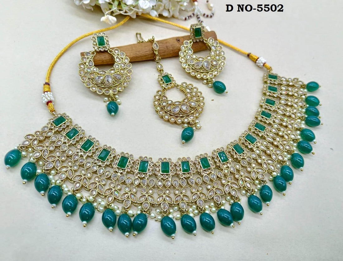 Polki Necklace Mehandi Set Sku- 5502 B1 - rchiecreation