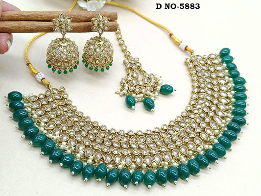 Polki necklace Mehandi Set Sku- 5883 B4 - rchiecreation