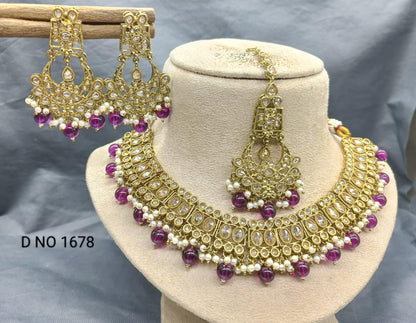 Polki Necklace Mehndi Set Sku-1678 B4 - rchiecreation