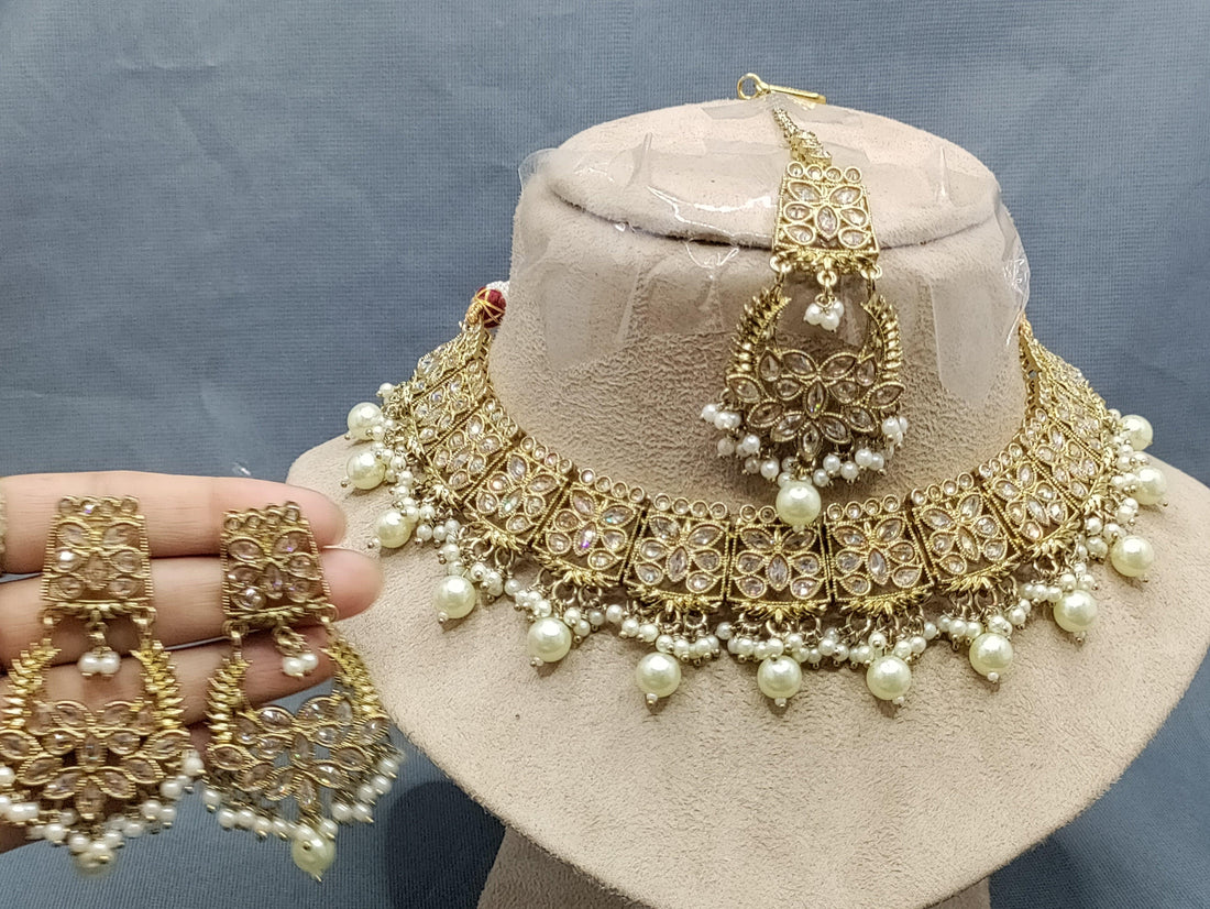 Polki Necklace Mehndi Set Sku-5306 B2 - rchiecreation