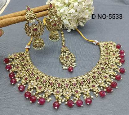 Polki Necklace Mehndi Set Sku-5533 B1 - rchiecreation