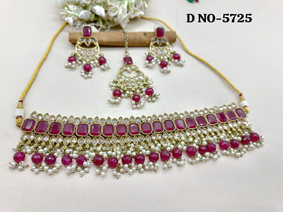 Polki Necklace Mehndi Set Sku-5725 B1 - rchiecreation