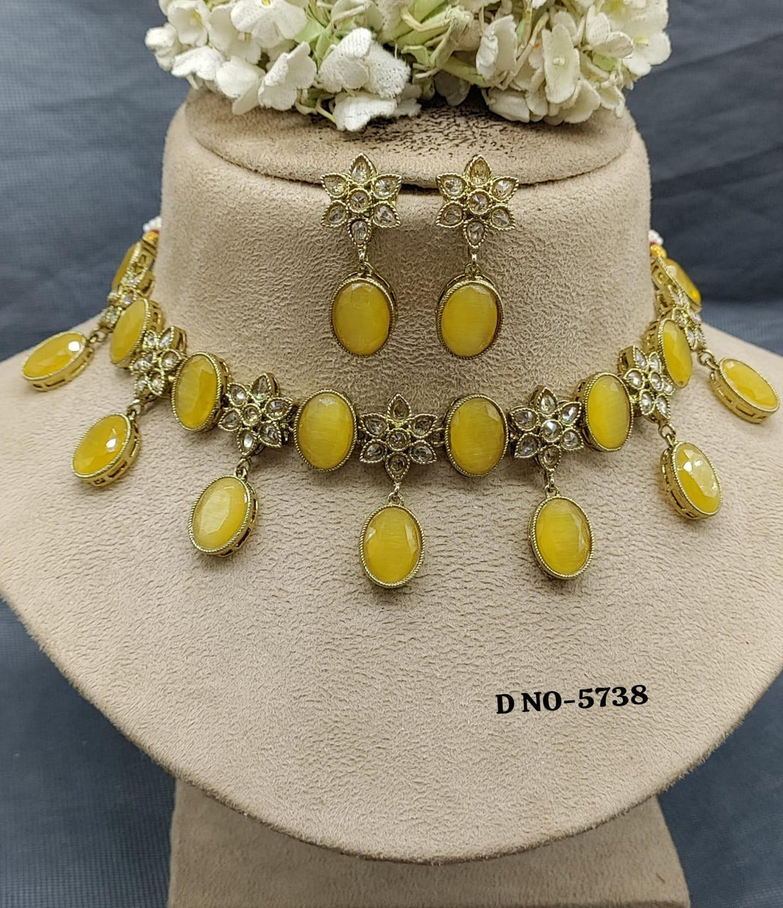 Polki Necklace Mehndi Set Sku-5738. B2 - rchiecreation