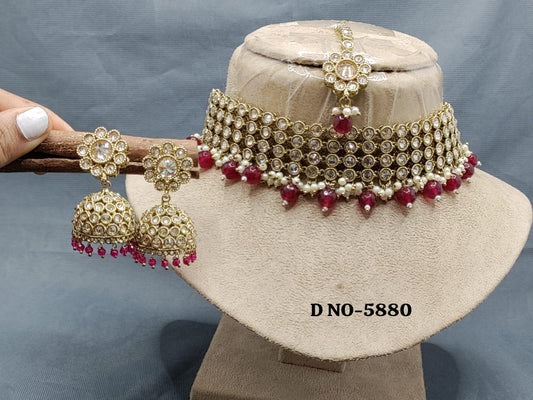 Polki Necklace Mehndi Set Sku-5880 B2 - rchiecreation