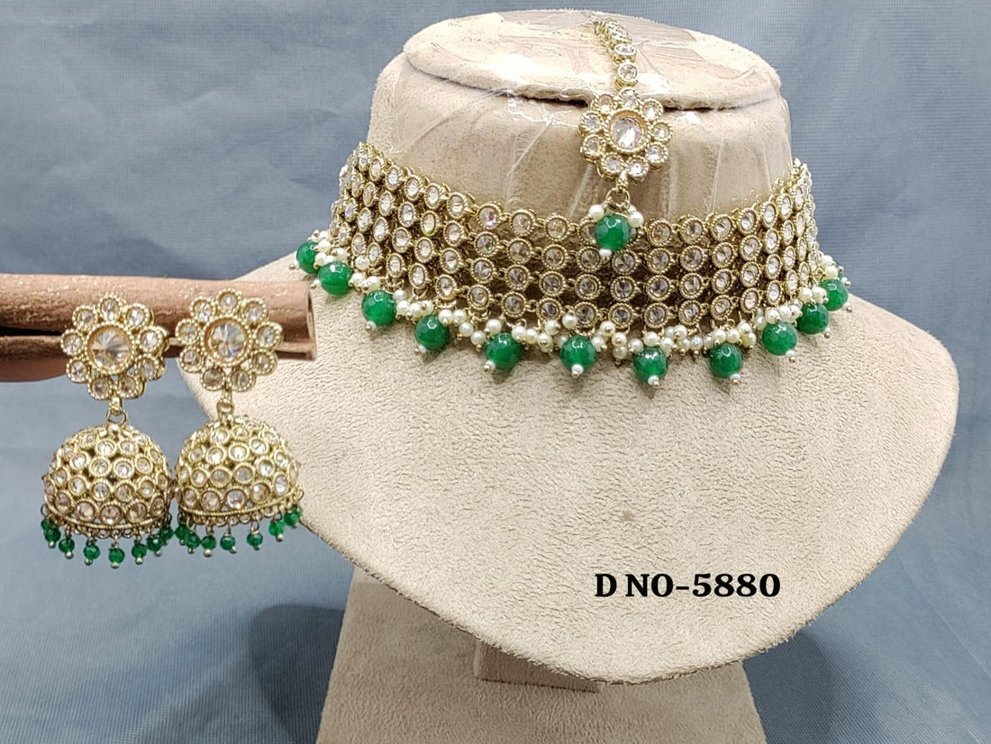 Polki Necklace Mehndi Set Sku-5880 B2 - rchiecreation