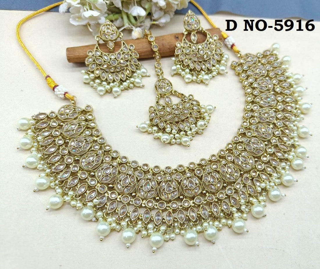 Polki Necklace Mehndi Set Sku-5916 B4 - rchiecreation