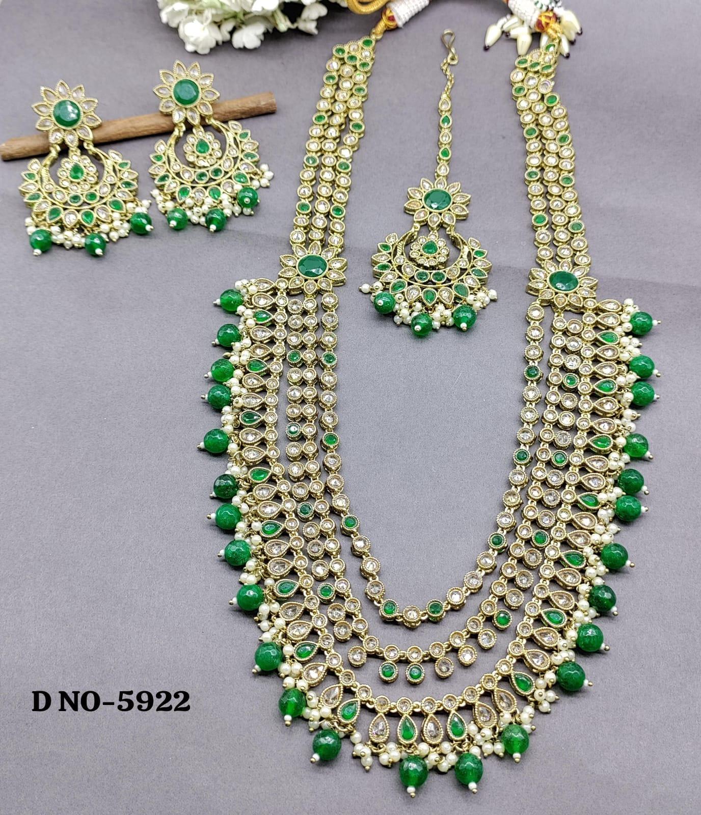 Polki Necklace Mehndi Set Sku-5922 B3 - rchiecreation