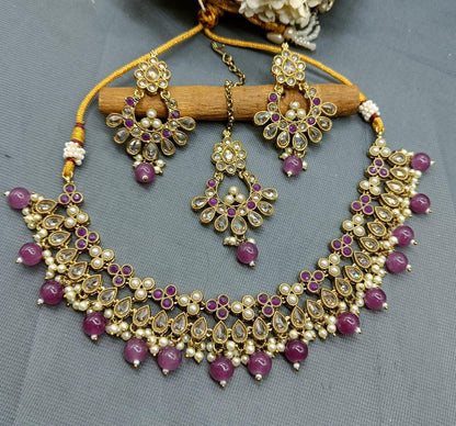 Polki Necklace Mehndi Set Sku-5982 B1 - rchiecreation