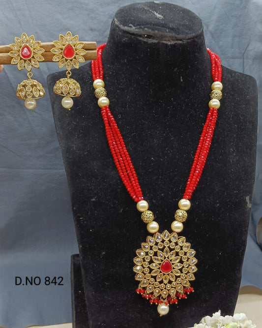 Polki Pearl Mala Mehandi Set Sku 842 E4 - rchiecreation