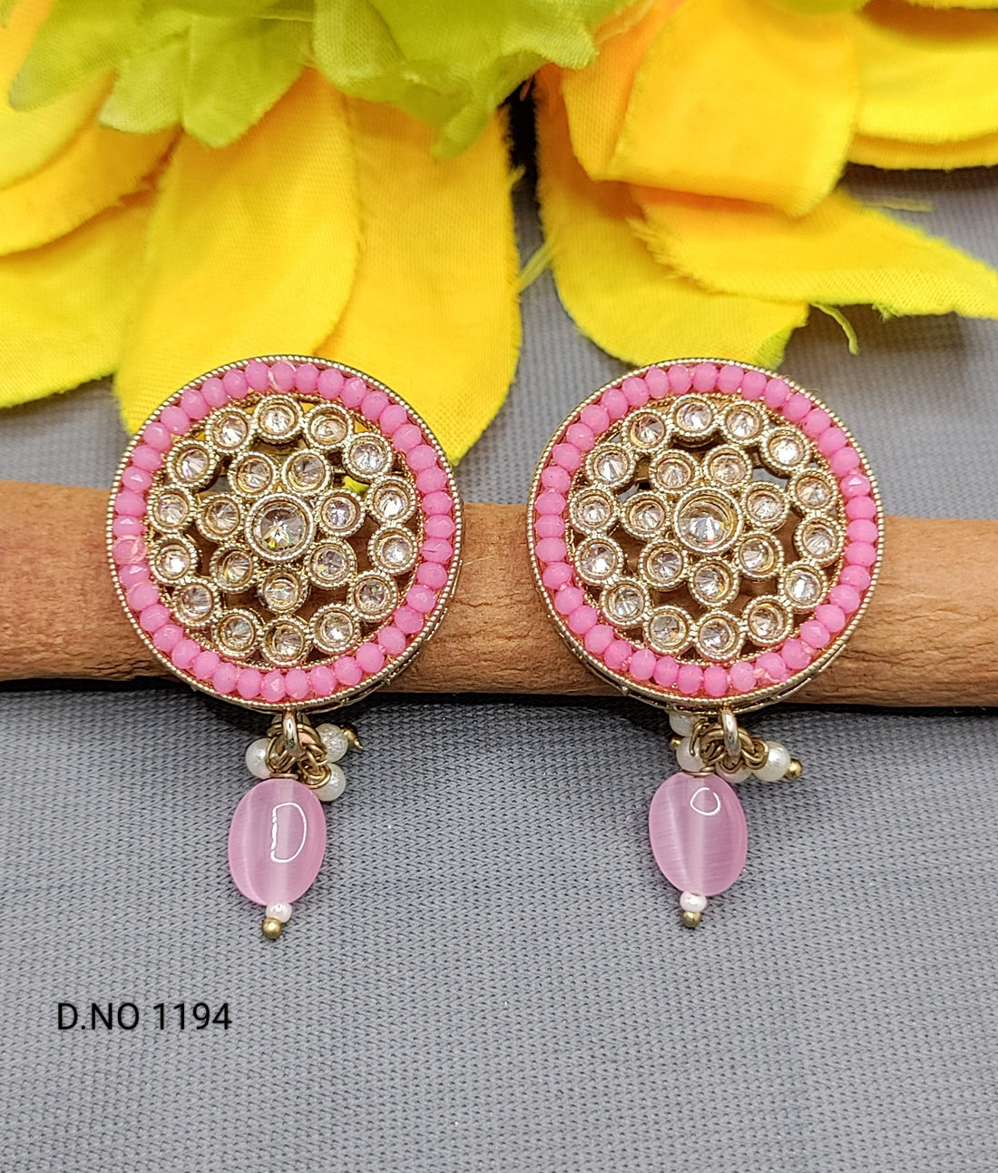 Polki Tops and Stud Earring Sku-1194 E3 - rchiecreation