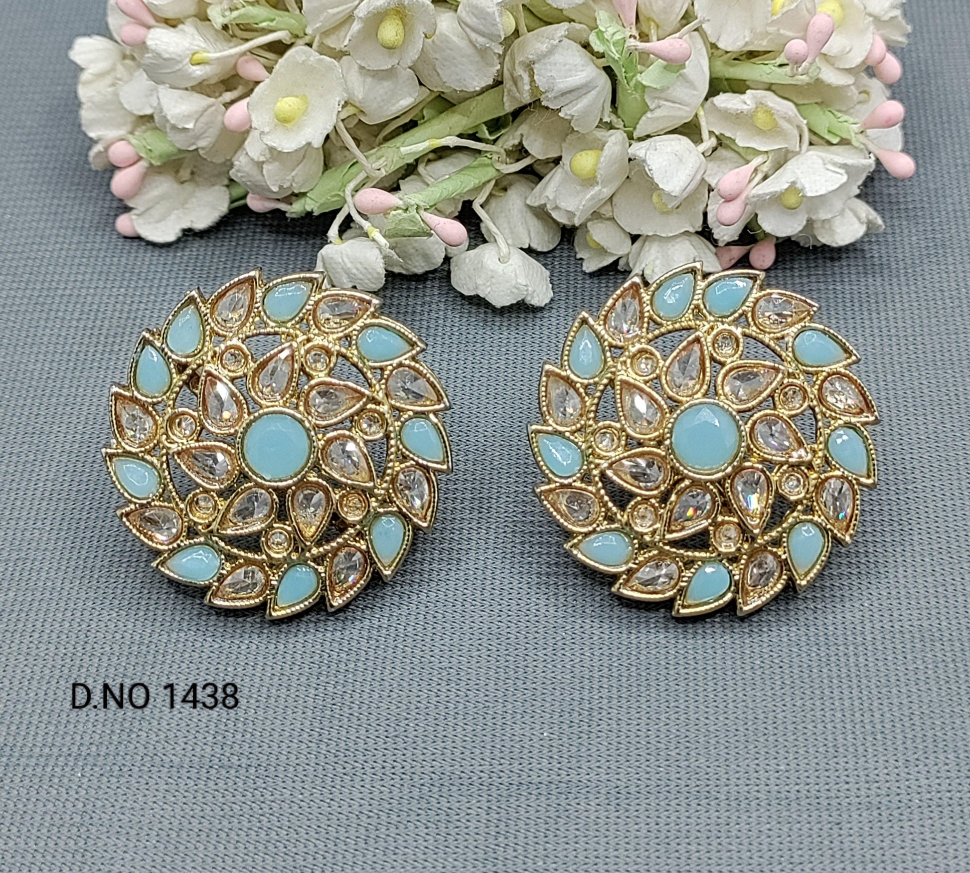 Polki Mehandi Tops & Stud Earrings Sku 1438-A rchiecreation