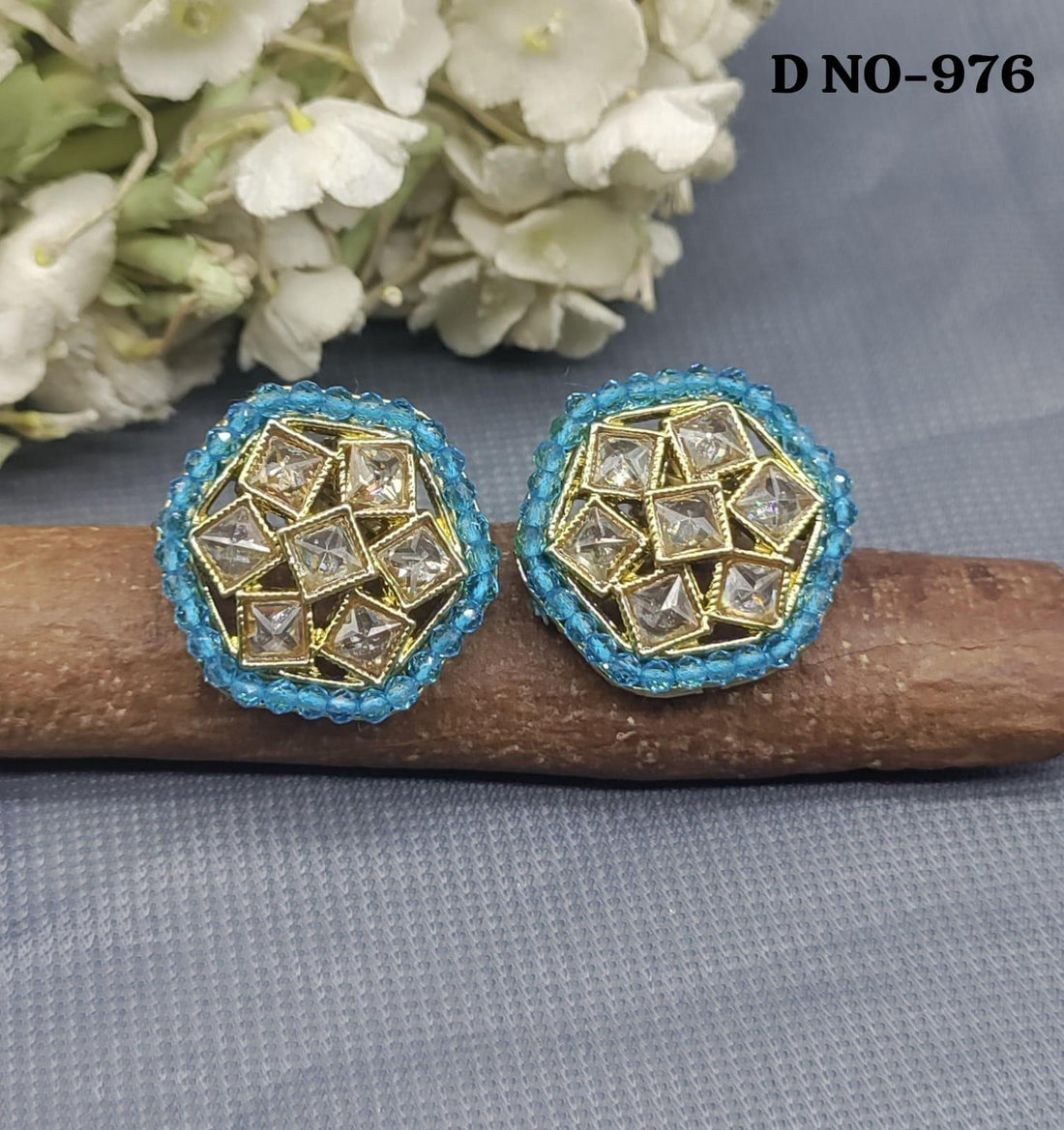 Polki Tops & Studs Earing Sku-976 - rchiecreation