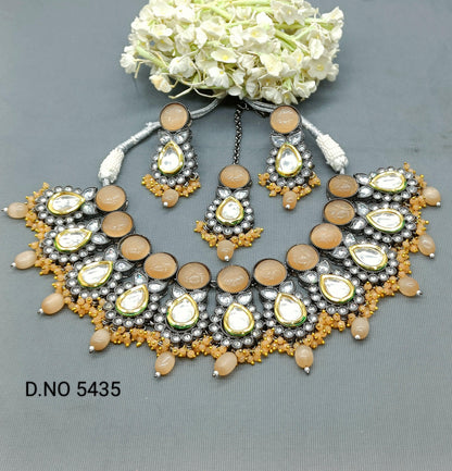 Polki Victorian Kundan Necklace Set Sku 5435 B1 - rchiecreation