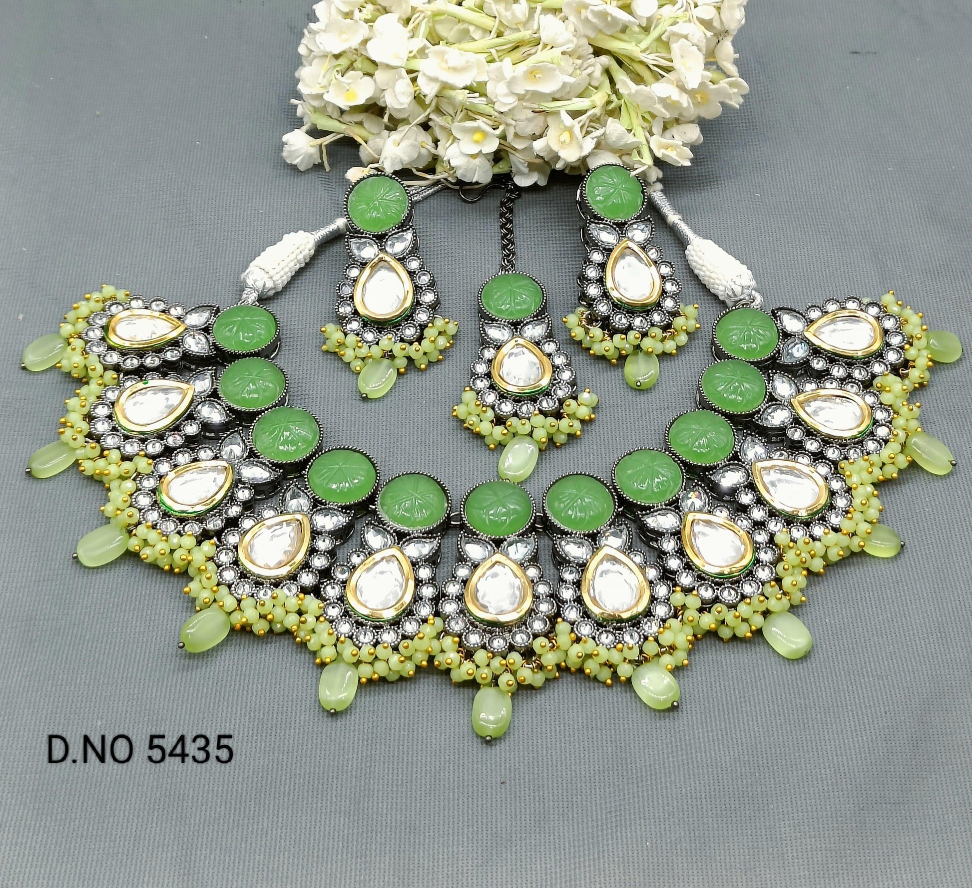 Polki Victorian Kundan Necklace Set Sku 5435 B1 - rchiecreation