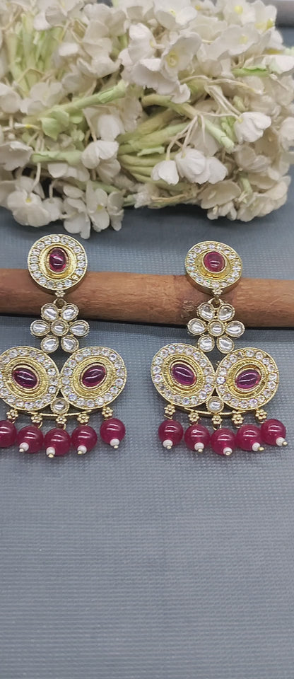 Kundan cz  Mehandi Earring Sku 543