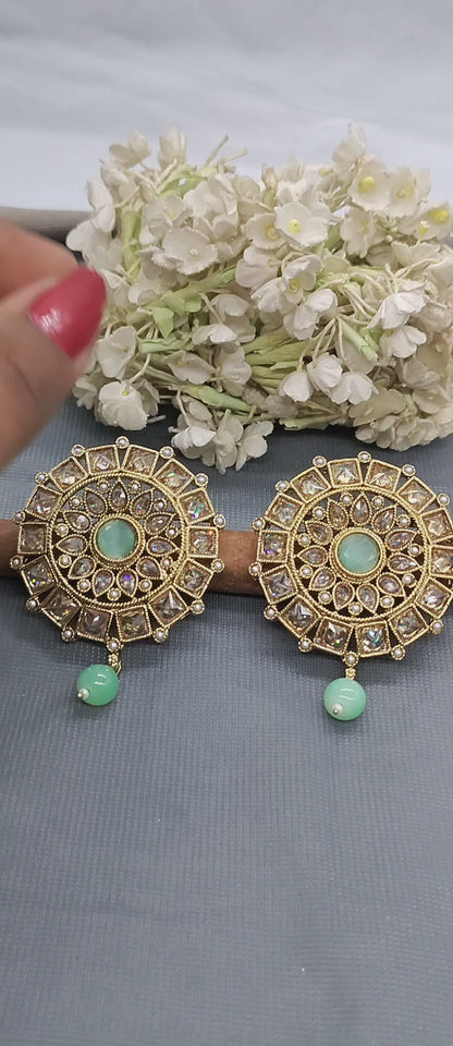 Polki Mehandi Earring Tops Sku 1087 E3