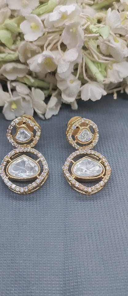 Moissanite Kundan Earrings Sku 1099 C1