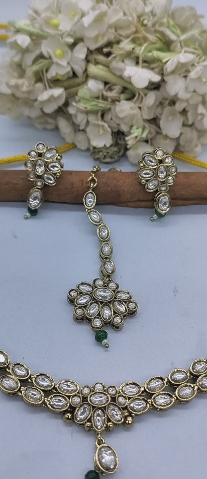 Polki Kundan Mehandi  Necklace Sku 6273 D5