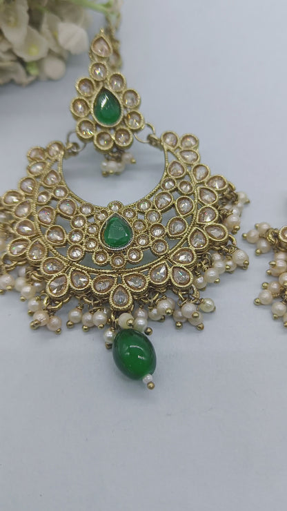 Polki Earring & Tica Mehndi Sku-765 A1