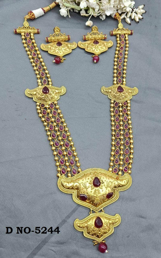 Rajwadi Matte Long Necklace Set sku-5244 D3 - rchiecreation