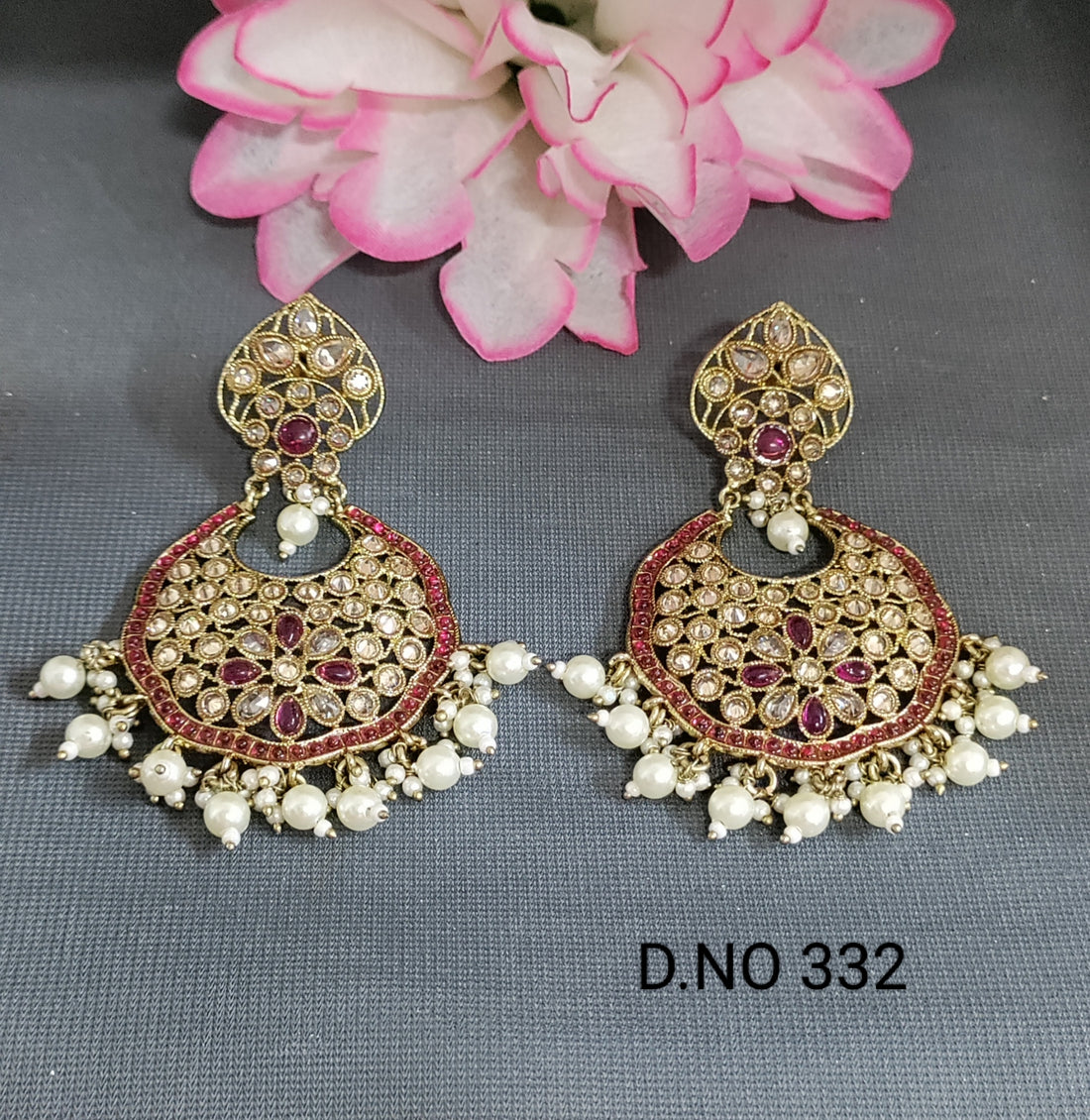 Polki Earring Mehndi Sku 332 A1