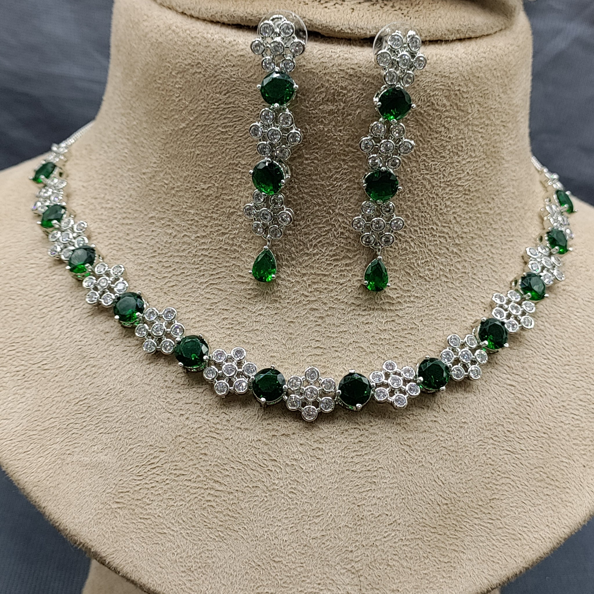 Rodium A.Diamond Necklace SKU-6361 rchiecreation