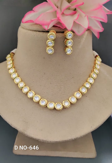 Golden Kundan Necklace SKU 646 D-4