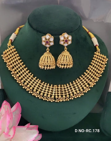 Antique Golden Matt Neckalce SKU-RC.178