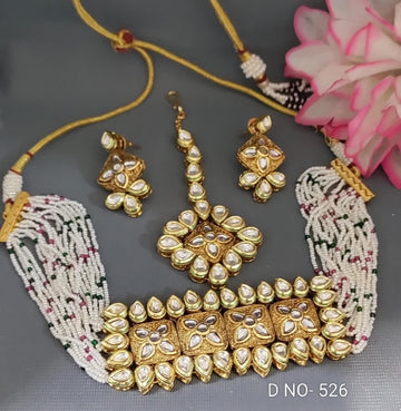 Golden Kundan Necklace SKU-526 D-4