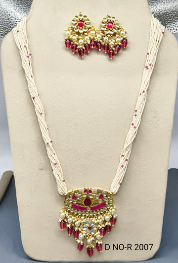 Ruby Pachi kundan long Necklace Sku 2007