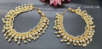 Golden Kundan Pearl Payal SKU-RC.148 E-2