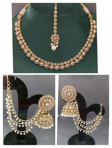 Mehandi Polki Necklace set SKU 519 B6