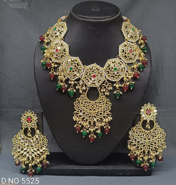 Mirror Kundan Necklace Set Sku-5525 D4