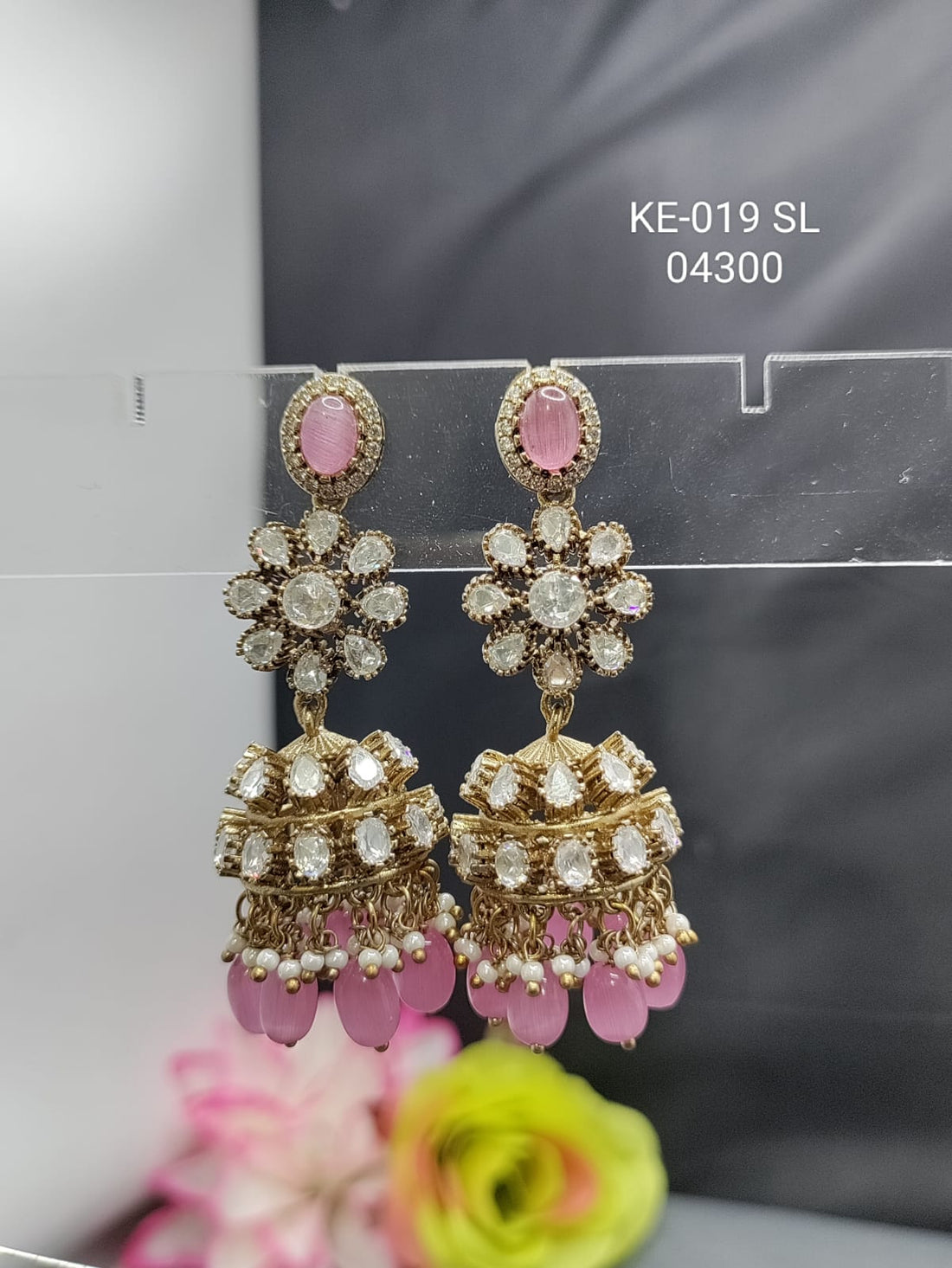 Moissanite Kundan Earring SKU KE 019 rchiecreation
